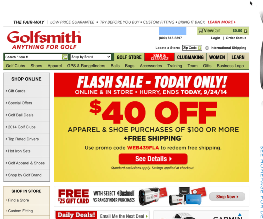 Golfsmith-Website